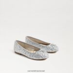 ילדים הַנעָלָה Sam Edelman פליציה בלט שטוח כסף רך 4XL22X997