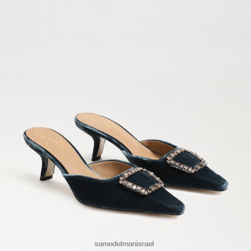 d7a0d7a9d799d79d_d794d6b7d7a0d7a2d6b8d79cd6b8d794_sam_edelman_d791d7a8d799d798_d797d7aad79cd7aad795d79c_d7a4d7a8d793_d7a2d7a7.jpg נשים הַנעָלָה Sam Edelman בריט חתלתול פרד עקב קטיפה ספיר עמוקה 4XL22X433 - Image 1
