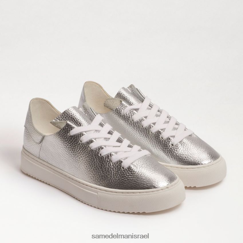 d7a0d7a9d799d79d_d794d6b7d7a0d7a2d6b8d79cd6b8d794_sam_edelman_d7a0d7a2d79cd799_d7a1d7a4d795d7a8d798_d7a9d7a8d795d79bd799d79d_.jpg נשים הַנעָלָה Sam Edelman נעלי ספורט שרוכים של פרג עור כסף רך 4XL22X308 - Image 1
