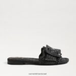נשים הַנעָלָה Sam Edelman סנדל מגלשת במבי רפיה שחורה 4XL22X68 - Image 2