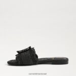 נשים הַנעָלָה Sam Edelman סנדל מגלשת במבי רפיה שחורה 4XL22X68 - Image 4