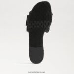 נשים הַנעָלָה Sam Edelman סנדל מגלשת במבי רפיה שחורה 4XL22X68 - Image 6