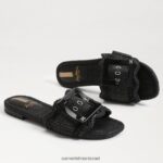 נשים הַנעָלָה Sam Edelman סנדל מגלשת במבי רפיה שחורה 4XL22X68 - Image 7