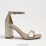 נשים הַנעָלָה Sam Edelman סנדל עקב בלוק דניאלה עור מתכתי זהב 4XL22X304 - Image 2
