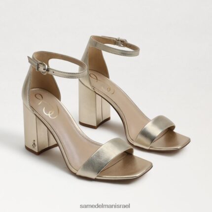 נשים הַנעָלָה Sam Edelman סנדל עקב בלוק דניאלה עור מתכתי זהב 4XL22X304