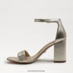 נשים הַנעָלָה Sam Edelman סנדל עקב בלוק דניאלה עור מתכתי זהב 4XL22X304 - Image 4