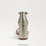 נשים הַנעָלָה Sam Edelman סנדל עקב בלוק דניאלה עור מתכתי זהב 4XL22X304 - Image 5