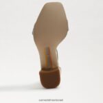 נשים הַנעָלָה Sam Edelman סנדל עקב בלוק דניאלה עור מתכתי זהב 4XL22X304 - Image 6