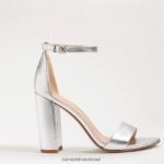 נשים הַנעָלָה Sam Edelman סנדל עקב בלוק יארו עור כסף 4XL22X327 - Image 2