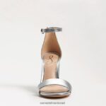 נשים הַנעָלָה Sam Edelman סנדל עקב בלוק יארו עור כסף 4XL22X327 - Image 3