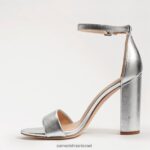 נשים הַנעָלָה Sam Edelman סנדל עקב בלוק יארו עור כסף 4XL22X327 - Image 4