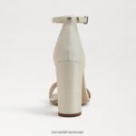 נשים הַנעָלָה Sam Edelman סנדל עקב בלוק יארו משי שנהב פנינה 4XL22X321 - Image 5