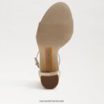 נשים הַנעָלָה Sam Edelman סנדל עקב בלוק יארו משי שנהב פנינה 4XL22X321 - Image 6