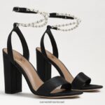 נשים הַנעָלָה Sam Edelman סנדל עקב בלוק yanelli משי שחור 4XL22X855 - Image 7