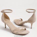 נשים הַנעָלָה Sam Edelman סנדל עקב פיוני חתלתול זמש שזוף זהוב 4XL22X504 - Image 7
