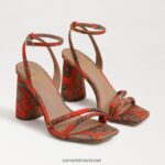 נשים הַנעָלָה Sam Edelman סנדל עקב קיה בלוק פרג כתום 4XL22X102