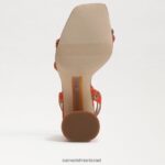 נשים הַנעָלָה Sam Edelman סנדל עקב קיה בלוק פרג כתום 4XL22X102 - Image 6