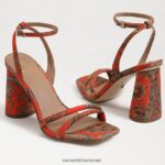 נשים הַנעָלָה Sam Edelman סנדל עקב קיה בלוק פרג כתום 4XL22X102 - Image 7
