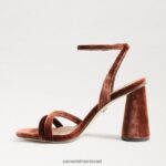 נשים הַנעָלָה Sam Edelman סנדל עקב קיה בלוק קטיפה חמה נחושת 4XL22X101 - Image 4