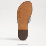 נשים הַנעָלָה Sam Edelman סנדל שקופיות ארוג גריפין עור כחול ריביירה 4XL22X635 - Image 6