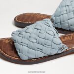נשים הַנעָלָה Sam Edelman סנדל שקופיות ארוג גריפין עור כחול ריביירה 4XL22X635 - Image 7