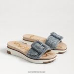 נשים הַנעָלָה Sam Edelman סנדל שקופיות עם חרוזים של ariane כחול חדש שטוף 4XL22X700