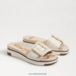 נשים הַנעָלָה Sam Edelman סנדל שקופיות עם חרוזים של ariane פְּלָטִינָה 4XL22X701