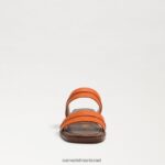 נשים הַנעָלָה Sam Edelman סנדל שקופיות של Haydee Stitch עור כתום קלאסי 4XL22X864 - Image 3