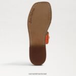 נשים הַנעָלָה Sam Edelman סנדל שקופיות של Haydee Stitch עור כתום קלאסי 4XL22X864 - Image 6