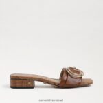 נשים הַנעָלָה Sam Edelman סנדל שקופיות delfi קוניאק עשיר 4XL22X704 - Image 2