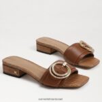 נשים הַנעָלָה Sam Edelman סנדל שקופיות delfi קוניאק עשיר 4XL22X704 - Image 7