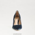נשים הַנעָלָה Sam Edelman עקב אצבע מחודד לוז קטיפה ספיר עמוקה 4XL22X170 - Image 3