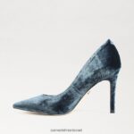 נשים הַנעָלָה Sam Edelman עקב אצבע מחודד לוז קטיפה ספיר עמוקה 4XL22X170 - Image 4