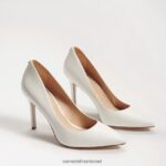 נשים הַנעָלָה Sam Edelman עקב אצבע מחודד לוז עור לבן בוהק 4XL22X164