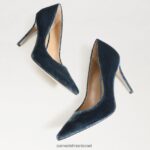 נשים הַנעָלָה Sam Edelman עקב אצבע מחודד לוז קטיפה ספיר עמוקה 4XL22X170 - Image 7