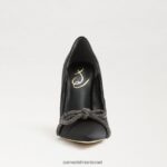 נשים הַנעָלָה Sam Edelman עקב אצבע מחודדת חלקה סאטן שחור 4XL22X956 - Image 3