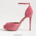 נשים הַנעָלָה Sam Edelman עקב פלטפורמה של florencia peep toe זמש ורד קרמין 4XL22X769 - Image 4