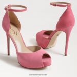 נשים הַנעָלָה Sam Edelman עקב פלטפורמה של florencia peep toe זמש ורד קרמין 4XL22X769 - Image 7