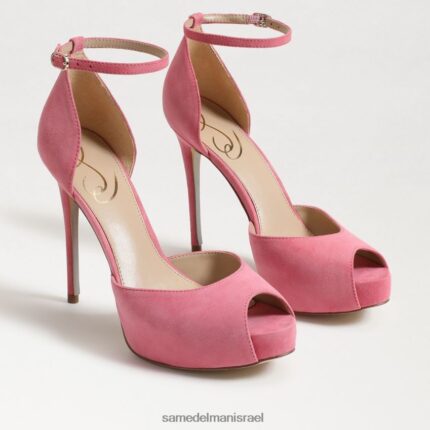 נשים הַנעָלָה Sam Edelman עקב פלטפורמה של florencia peep toe זמש ורד קרמין 4XL22X769