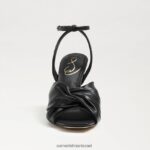 נשים הַנעָלָה Sam Edelman עקב רצועות לבנדר עור שחור 4XL22X951 - Image 3