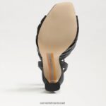 נשים הַנעָלָה Sam Edelman עקב רצועות לבנדר עור שחור 4XL22X951 - Image 6