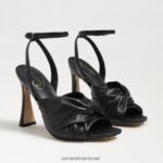 נשים הַנעָלָה Sam Edelman עקב רצועות לבנדר עור שחור 4XL22X951 - Image 7