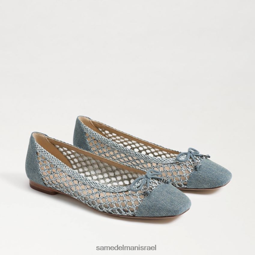 d7a0d7a9d799d79d_d794d6b7d7a0d7a2d6b8d79cd6b8d794_sam_edelman_d7a2d7a9d795d799_d791d79cd798_d7a9d798d795d797_d79bd797d795d79c_.jpg נשים הַנעָלָה Sam Edelman עשוי בלט שטוח כחול חדש שטוף 4XL22X371 - Image 1