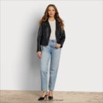 נשים לבוש Sam Edelman מעיל מוטו מעור שָׁחוֹר 4XL22X1179