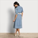 נשים לבוש Sam Edelman שמלת מידי של אריה צ'מברי כחול 4XL22X1109 - Image 4