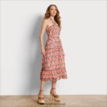 נשים לבוש Sam Edelman שמלת מקסי מודפסת גיאומטרית רב אלמוגים 4XL22X1165 - Image 2