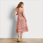 נשים לבוש Sam Edelman שמלת מקסי מודפסת גיאומטרית רב אלמוגים 4XL22X1165 - Image 4