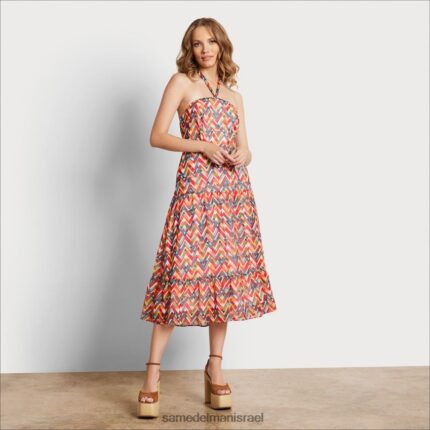נשים לבוש Sam Edelman שמלת מקסי מודפסת גיאומטרית רב אלמוגים 4XL22X1165