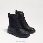ילדים הַנעָלָה Sam Edelman אתחול קרבי של lydell עור שחור 4XL22X1010