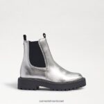 ילדים הַנעָלָה Sam Edelman מגף לגונה צ'לסי עור כסף רך 4XL22X969 - Image 2